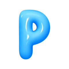 letter P. letter sign blue color. Realistic 3d design in cartoon balloon style. Isolated on white background. vector illustration