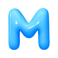 letter M. letter sign blue color. Realistic 3d design in cartoon balloon style. Isolated on white background. vector illustration