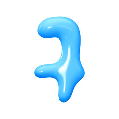Number 7. Seven Number sign blue color. Realistic 3d design in cartoon liquid paint style. Isolated on white background. vector illustration