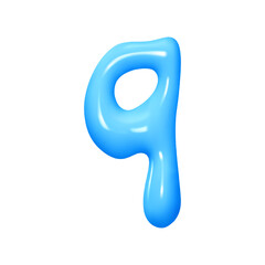 letter Q. letter q sign blue color. Realistic 3d design in cartoon liquid paint style. Isolated on white background. vector illustration