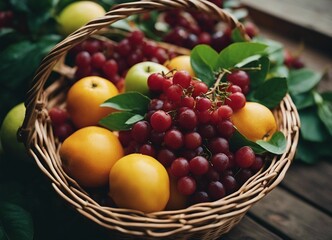 fresh organic fruit in a small basket
