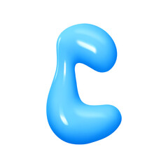 letter C. letter sign blue color. Realistic 3d design in cartoon liquid paint style. Isolated on white background. vector illustration