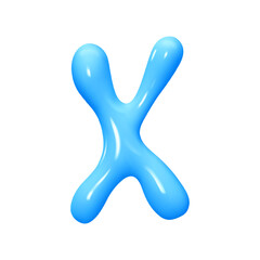letter X. letter sign blue color. Realistic 3d design in cartoon liquid paint style. Isolated on white background. vector illustration