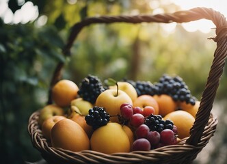 fresh organic fruit in a small basket
