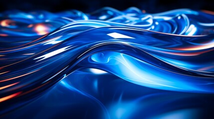 A background with an abstract blue wave made of glass, creating a sense of fluidity and purity. Suitable for modern concepts and projects.