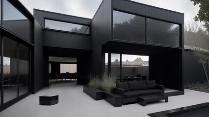 Ultramodern apartment building in the modernist style generated by AI