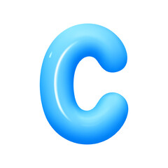letter C. letter sign blue color. Realistic 3d design in cartoon balloon style. Isolated on white background. vector illustration