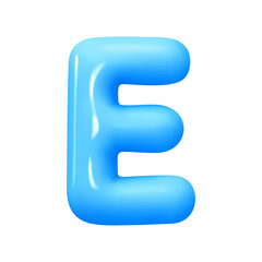 letter E. letter sign blue color. Realistic 3d design in cartoon balloon style. Isolated on white background. vector illustration