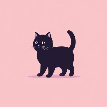 cat walking 2d frame minimal style cute сreated with Generative Ai