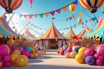 colorful circus tent - obrazy, fototapety, plakaty