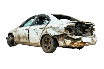 Damaged Car, transparent background, isolated image, generative AI