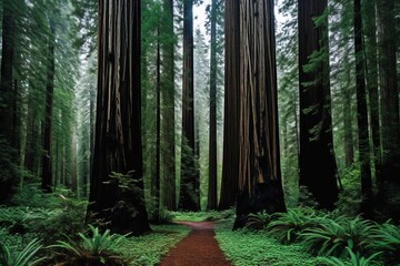 Misty forest path