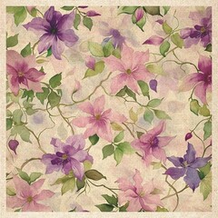 Vintage Violet and Pink Floral Canvas Print