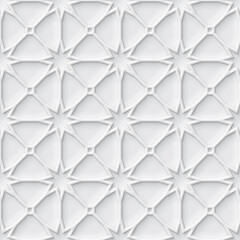 Geometric pattern in light gray color, Soft emboss texture background, Engraved seamless wallpaper, 3d illustration