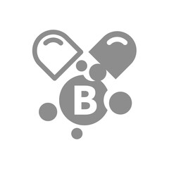 Vitamin b vector icon. Pill or capsule fill symbol.