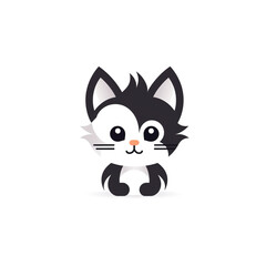 Obraz premium cute cat logo very simple design сreated with Generative Ai