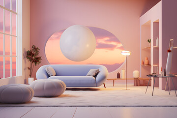 inclusive space featuring a mix of calming colors - obrazy, fototapety, plakaty