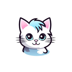Obraz premium cute cat logo very simple design сreated with Generative Ai