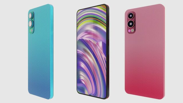 Modern Smartphone Designs, Stylish Camera Modules, Phone Cases and Screens, Seamless Loop Animation, 3D rendering