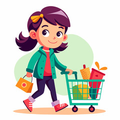 girl with shopping cart