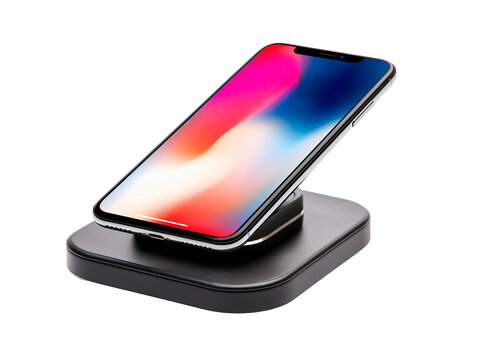 a cell phone on a wireless charger