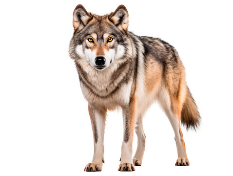 a wolf standing on a white background