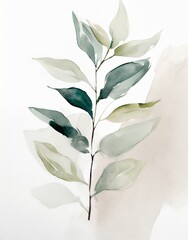 Watercolor beautiful biho leaves artworks