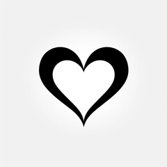 single heart symbol black silhouette, flat design, white background, black outline heart сreated with Generative Ai