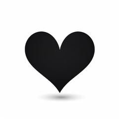 single heart symbol black silhouette, flat design, white background, black outline heart сreated with Generative Ai