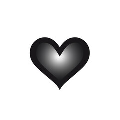 single heart symbol black silhouette, flat design, white background, black outline heart сreated with Generative Ai