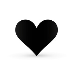 single heart symbol black silhouette, flat design, white background, black outline heart сreated with Generative Ai