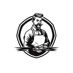 logo of flat butcher, minimalistic, black and white сreated with Generative Ai