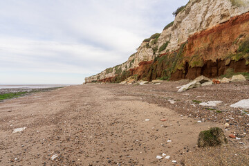 The cliffs and beach in Hunstanton, Norfolk, England, UK