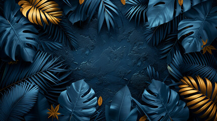 Palm leaves on isolated background, copy space, generative ai