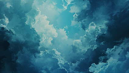 Fototapeta na wymiar Heavenly blue cloudscape with soft light 