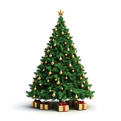 3d rendered realistic Christmas tree on isolated background