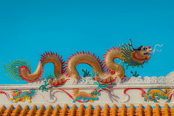 Dragon statue,  dragon symbol, dragon Chinese, is a beautiful Thai and Chinese architecture of shrine, temple. A symbol of good luck and prosperity during the Chinese New Year celebrations.