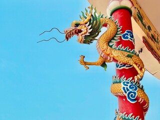 Dragon statue,  dragon symbol, dragon Chinese, is a beautiful Thai and Chinese architecture of...