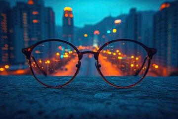 Glasses that adjust correctly eyesight from blurred to sharp. Generative AI - obrazy, fototapety, plakaty