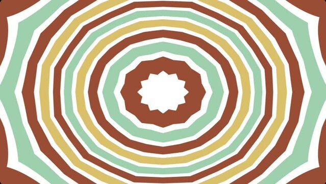 Kaleidoscope animation background, colorful mandala flower ornament shape pattern, geometric abstract motion graphic psychedelic retro style