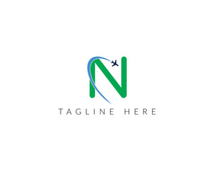 Letter N tour and travel logo design vector