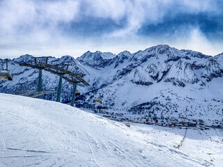 Passo del Tonale, ski lifts, Dolomites, Italy - 722052322