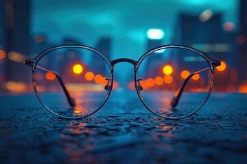Glasses that adjust correctly eyesight from blurred to sharp. Generative AI - obrazy, fototapety, plakaty