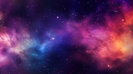 Fototapeta premium Vivid Cosmic Panorama: An Ethereal Journey Through Starry Space and Nebulae - Generative AI