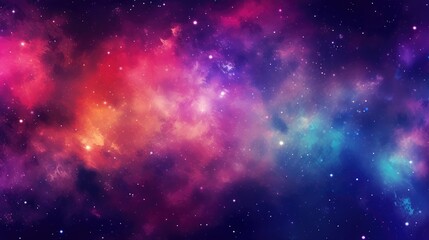 Naklejka premium Vivid Cosmic Panorama: An Ethereal Journey Through Starry Space and Nebulae - Generative AI