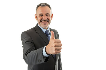 portrait of businessman doing thumbs up on isolated background