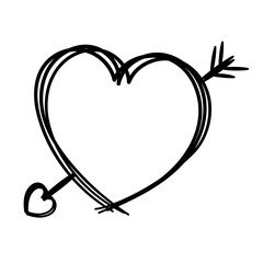 Hand drawn heart with arrow