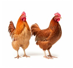Naklejka premium Two Hens Posing Proudly: A Glimpse into Farm Life and Poultry - Generative AI