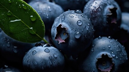 Fresh blueberries fruit background image. Generative AI