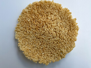 Rengginang, traditional rice crackers from Indonesia, flat lay or top view